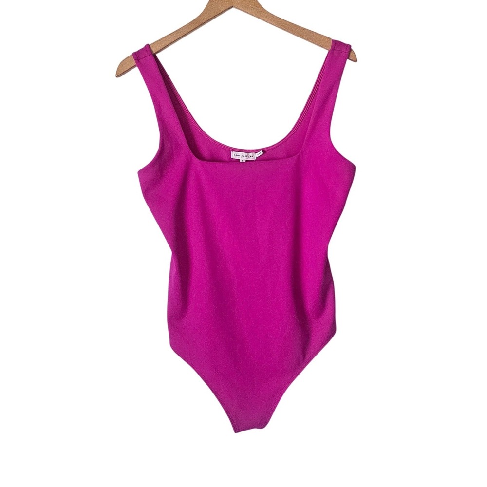 Good American Sculpting Square Neck Modern Tank Bodysuit Fuschia Pink Size 5 2XL